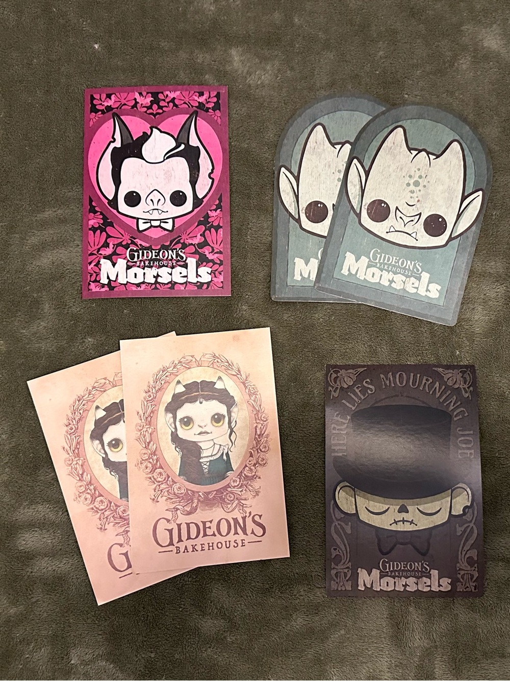 Assorted Gideon’s Bakehouse Menu Cards